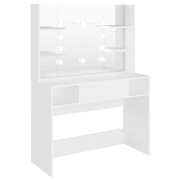 Makeup Table With Led Lights 100X40x135 Cm Mdf White Dressing Tables