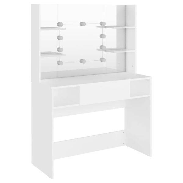 Makeup Table With Led Lights 100X40x135 Cm Mdf White Dressing Tables