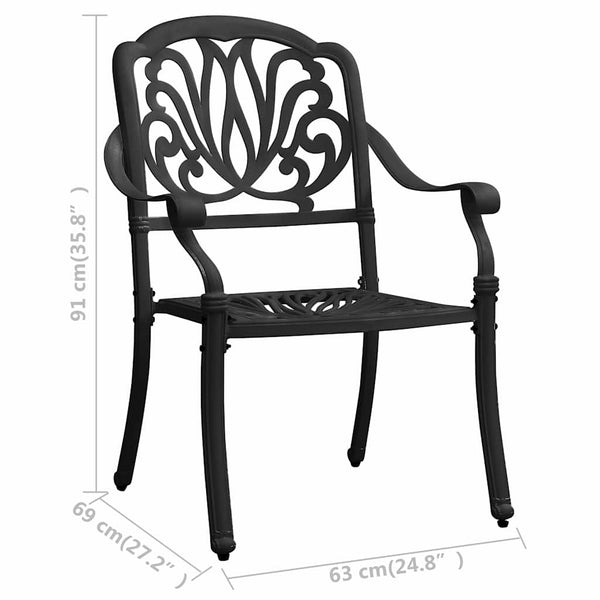 3 Piece Cast Aluminium Bistro Set Black Other Patio & Garden Furniture