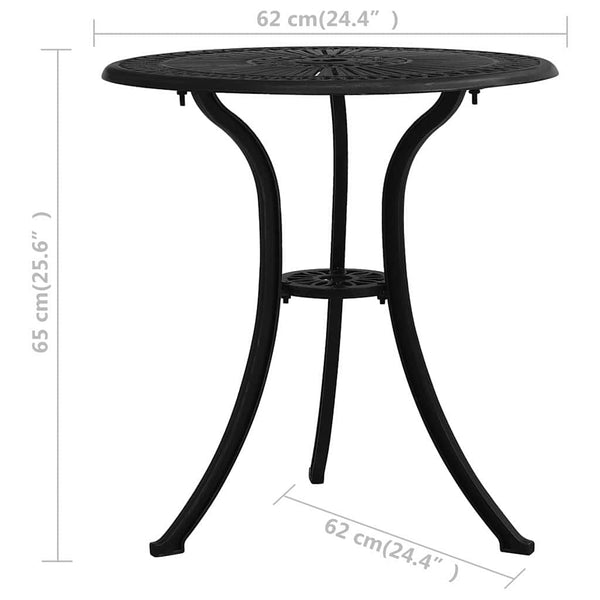 3 Piece Cast Aluminium Bistro Set Black Other Patio & Garden Furniture