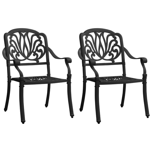 3 Piece Bistro Set Cast Aluminium Black Patio Furniture Sets
