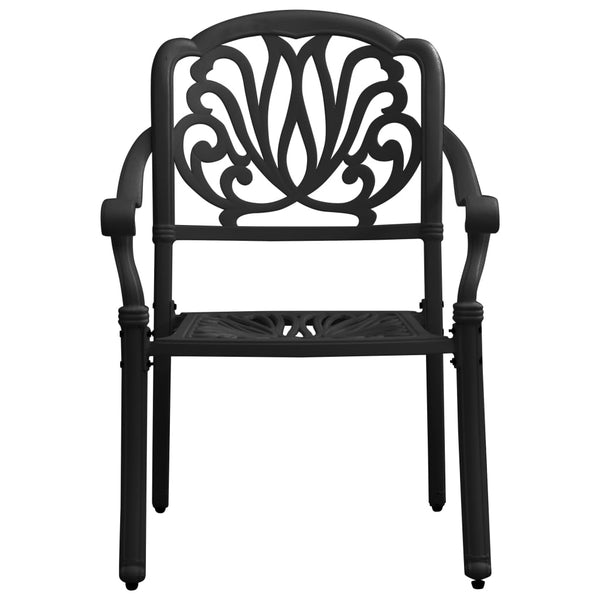 3 Piece Bistro Set Cast Aluminium Black Patio Furniture Sets