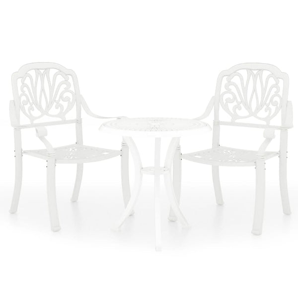Vidaxl 3 Piece Bistro Set Cast Aluminium White Patio Furniture Sets