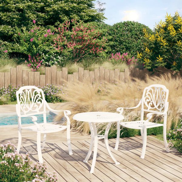 Vidaxl 3 Piece Bistro Set Cast Aluminium White Patio Furniture Sets