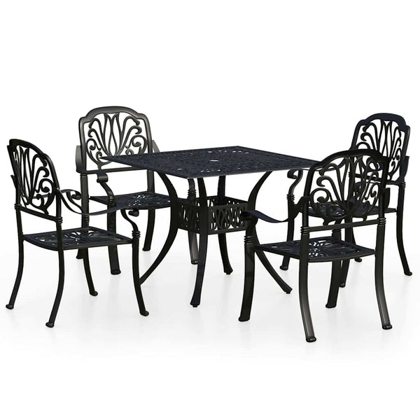 Vidaxl 5 Piece Bistro Set Cast Aluminium Black Other Patio & Garden Furniture