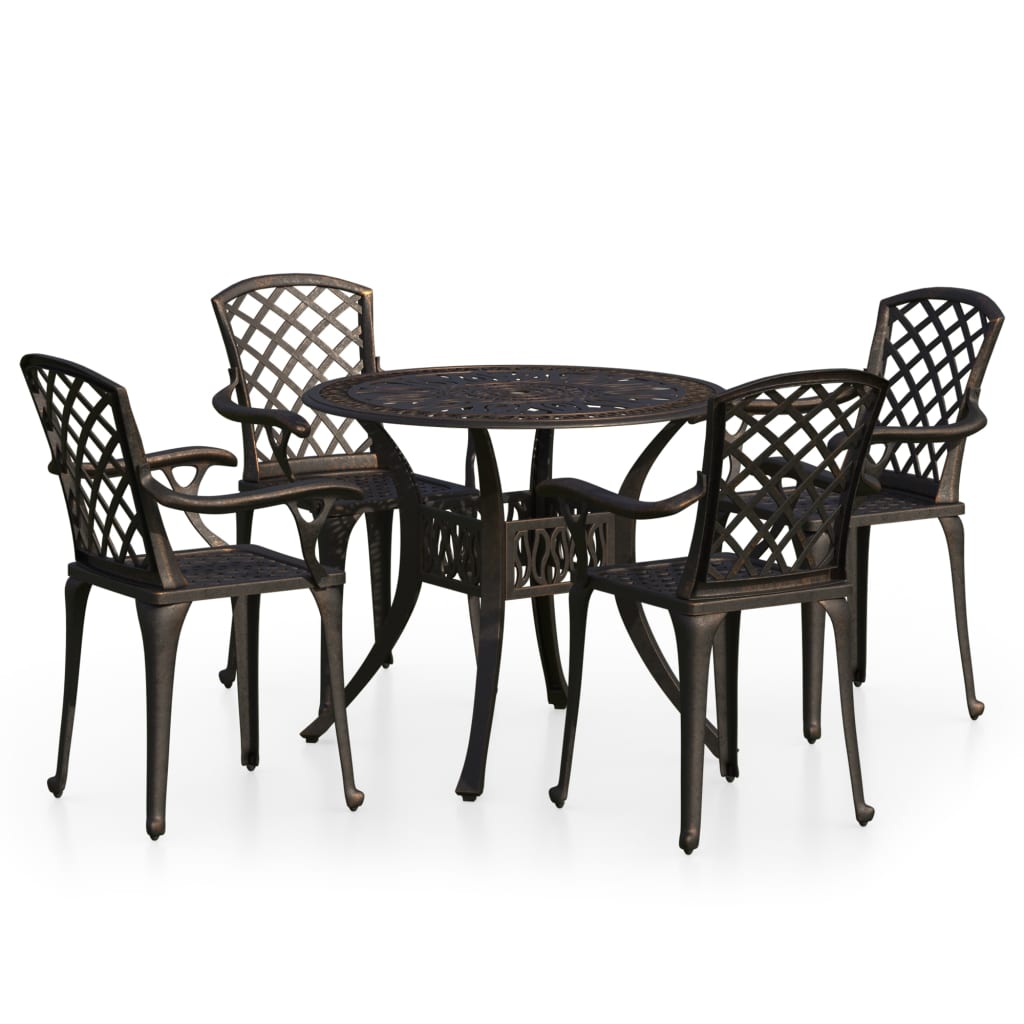 5 Piece Bistro Set Cast Aluminium Bronze Patio Furniture Sets