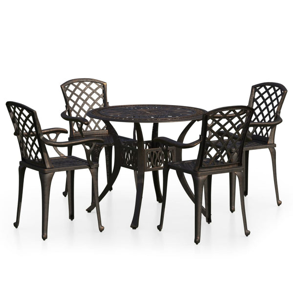 5 Piece Bistro Set Cast Aluminium Bronze Patio Furniture Sets