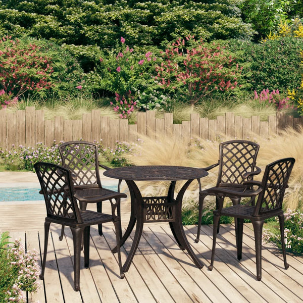 5 Piece Bistro Set Cast Aluminium Bronze Patio Furniture Sets