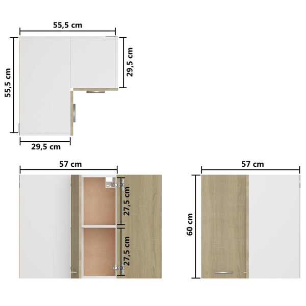 Hanging Corner Cabinet Sonoma Oak 57X57x60 Cm Engineered Wood Kitchen Cabinet Doors And Fronts