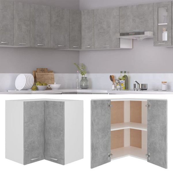 Hanging Corner Cabinet Concrete Grey 57X57x60 Cm Engineered Wood Cabinets & Cupboards