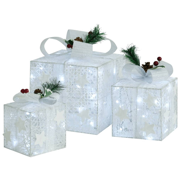 Decorative Christmas Gift Boxes 3 Pcs White Outdoor Indoor Seasonal Decorations