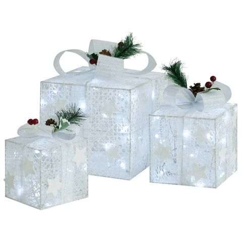 Decorative Christmas Gift Boxes 3 Pcs White Outdoor Indoor Seasonal Decorations