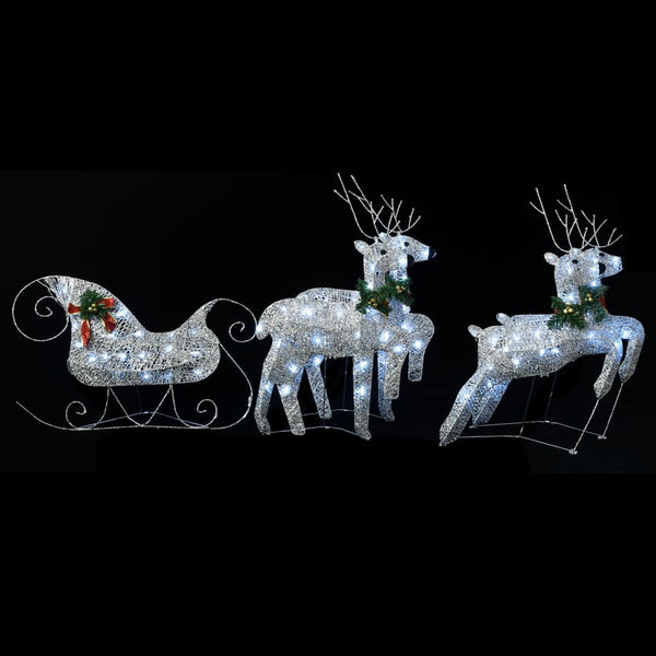 Reindeer & Sleigh Christmas Decoration 100 Leds Outdoor Silver Seasonal Decorations