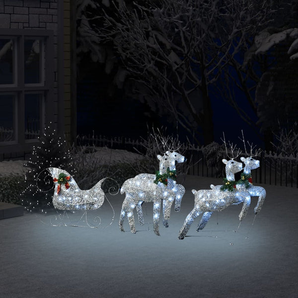 Reindeer & Sleigh Christmas Decoration 100 Leds Outdoor Silver Seasonal Decorations