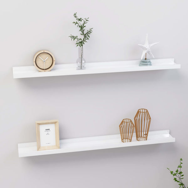 Wall Shelves 2 Pcs High Gloss White 80X9x3 Cm Bookshelves