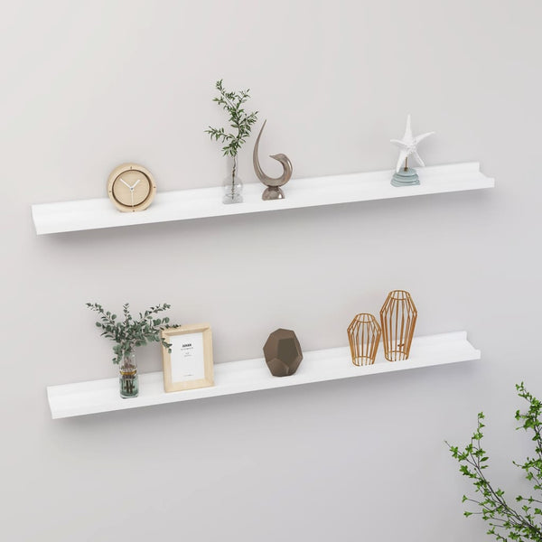 Wall Shelves 2 Pcs White 100X9x3 Cm Bookshelves