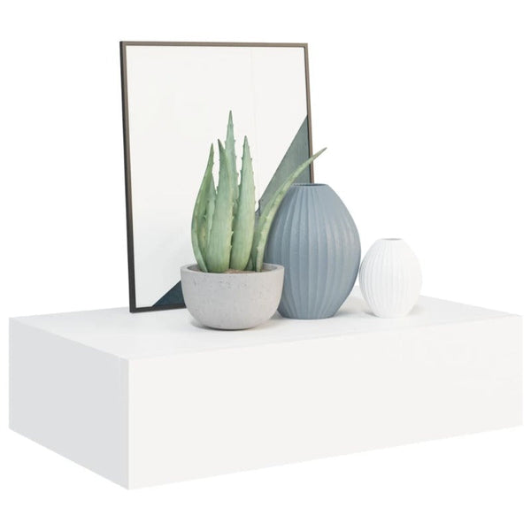 Wall Mounted Drawer Shelf White 40X23.5X10cm Mdf Bookshelves