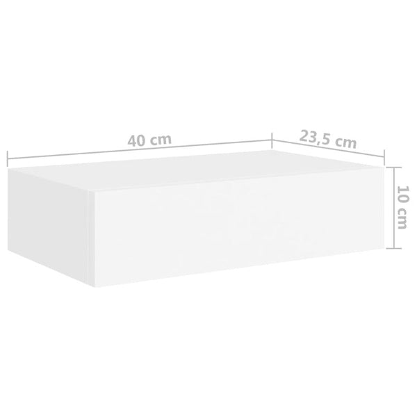Wall Mounted Drawer Shelf White 40X23.5X10cm Mdf Bookshelves