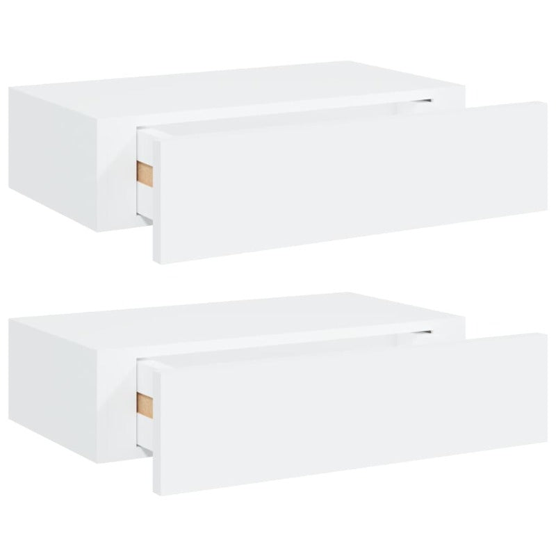 Wall Mounted Drawer Shelves 2 Pcs White 40X23.5X10 Cm Mdf Bookshelves