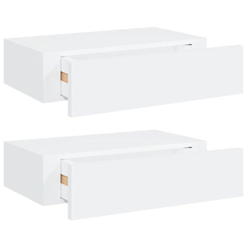 Bookshelves Wall Mounted Drawer Shelves 2 Pcs White 40X23.5X10 Cm Mdf
