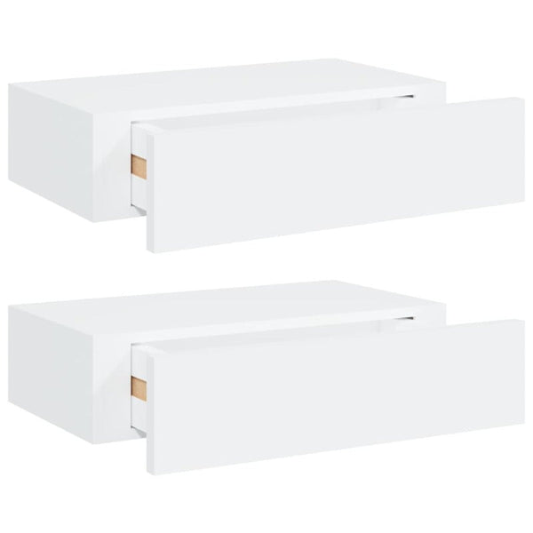Wall Mounted Drawer Shelves 2 Pcs White 40X23.5X10 Cm Mdf Bookshelves