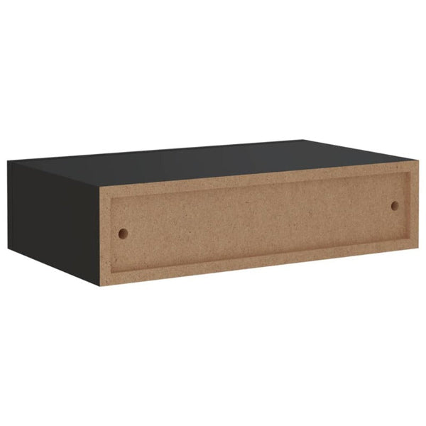 Wall Mounted Drawer Shelf Black 40X23.5X10cm Mdf Bookshelves