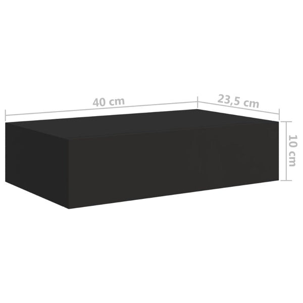 Wall Mounted Drawer Shelf Black 40X23.5X10cm Mdf Bookshelves