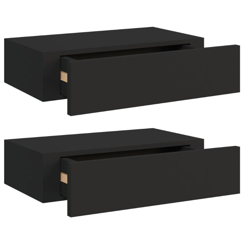 Wall Mounted Drawer Shelves 2 Pcs Black 40X23.5X10cm Mdf Bookshelves
