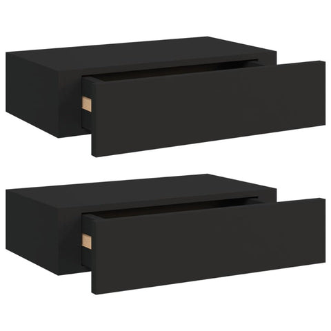Wall Mounted Drawer Shelves 2 Pcs Black 40X23.5X10cm Mdf Bookshelves