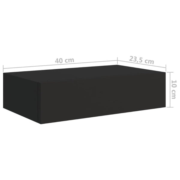 Wall Mounted Drawer Shelves 2 Pcs Black 40X23.5X10cm Mdf Bookshelves