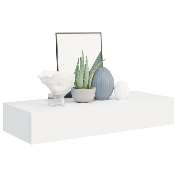 Wall Mounted Drawer Shelf White 60X23.5X10 Cm Mdf Wall Shelves