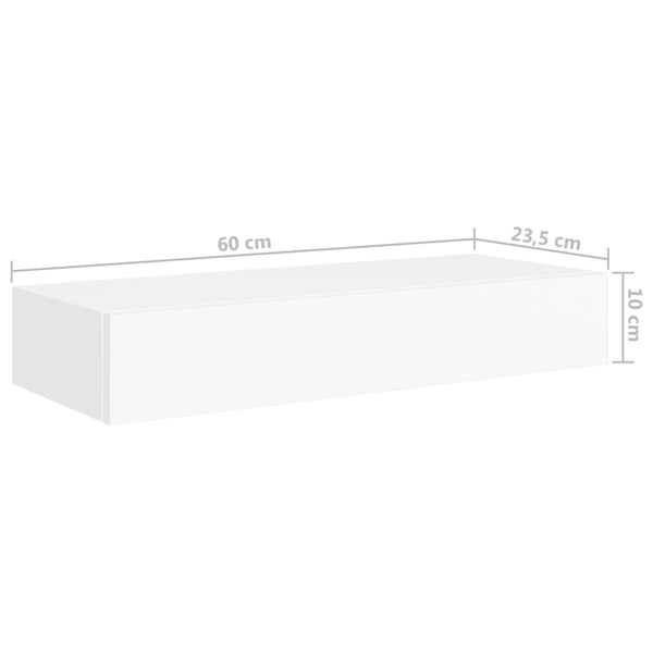 Wall Mounted Drawer Shelf White 60X23.5X10 Cm Mdf Wall Shelves