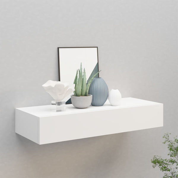 Wall Mounted Drawer Shelf White 60X23.5X10 Cm Mdf Wall Shelves