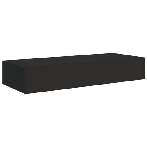 Wall Mounted Drawer Shelf Black 60X23.5X10cm Mdf Bookshelves