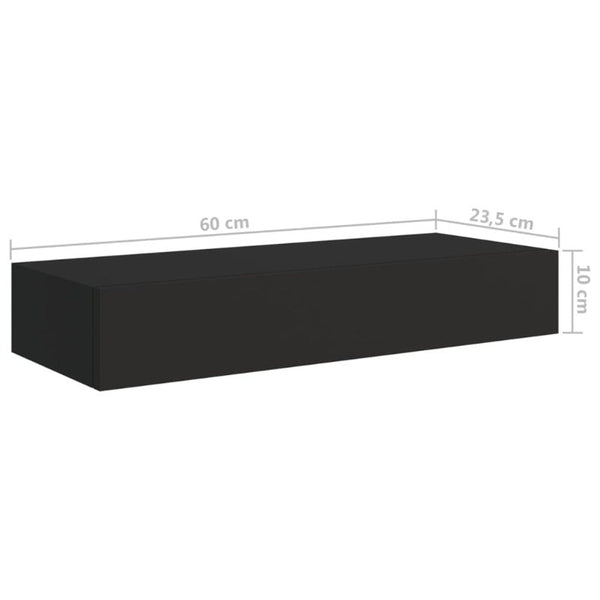 Wall Mounted Drawer Shelves 2 Pcs Black 60X23.5X10cm Mdf Bookshelves