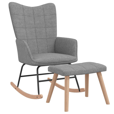 Rocking Chair With A Stool Light Grey Fabric Chairs