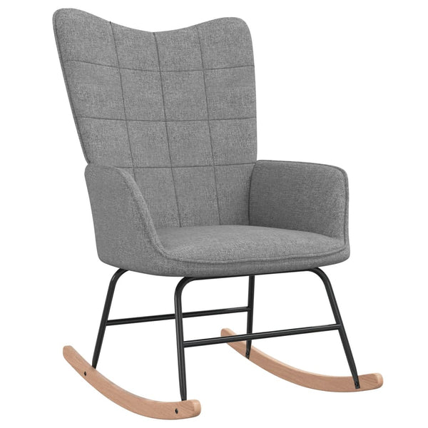 Rocking Chair With A Stool Light Grey Fabric Chairs
