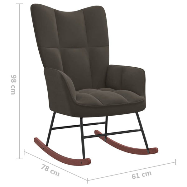 Rocking Chair Dark Grey Velvet Chairs