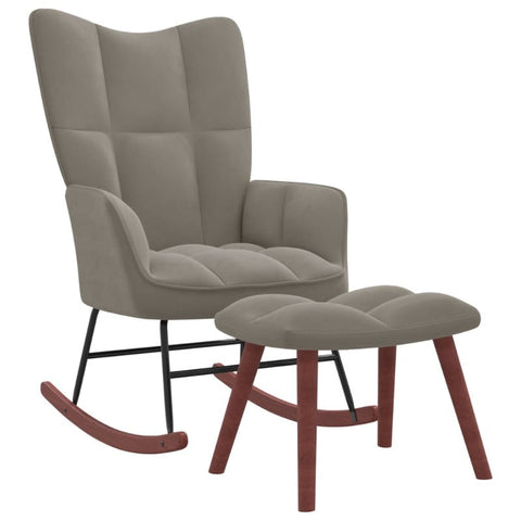 Rocking Chair With A Stool Light Grey Velvet Chairs