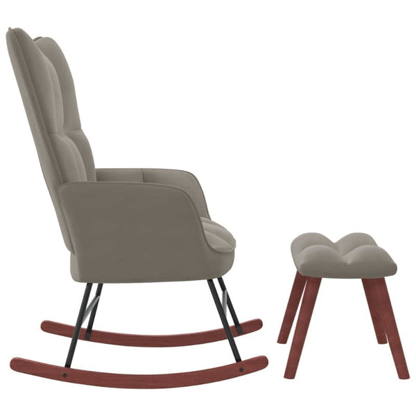 Rocking Chair With A Stool Light Grey Velvet Chairs