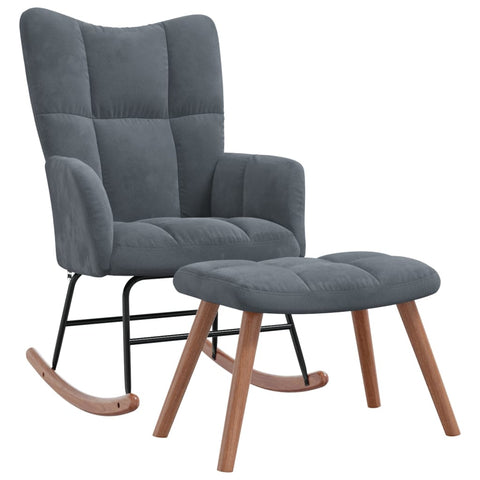 Rocking Chair With A Stool Dark Grey Velvet Chairs