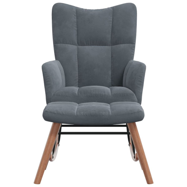 Rocking Chair With A Stool Dark Grey Velvet Chairs