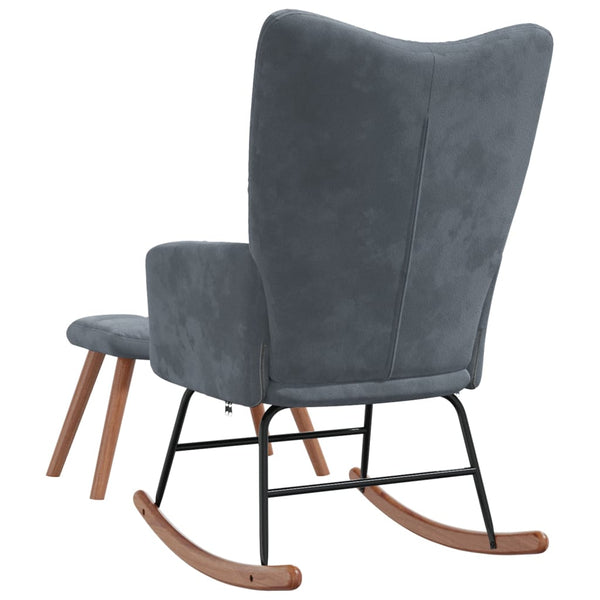 Rocking Chair With A Stool Dark Grey Velvet Chairs