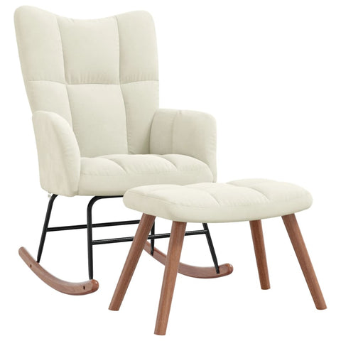 Rocking Chair With A Stool Cream White Velvet Chairs
