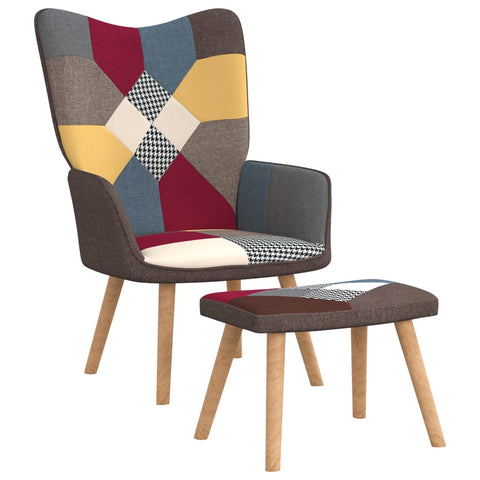 Relaxing Chair With A Stool Patchwork Fabric Chairs