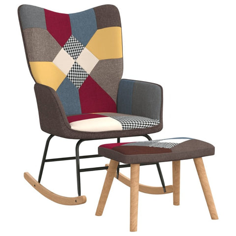 Rocking Chair With A Stool Patchwork Fabric Chairs