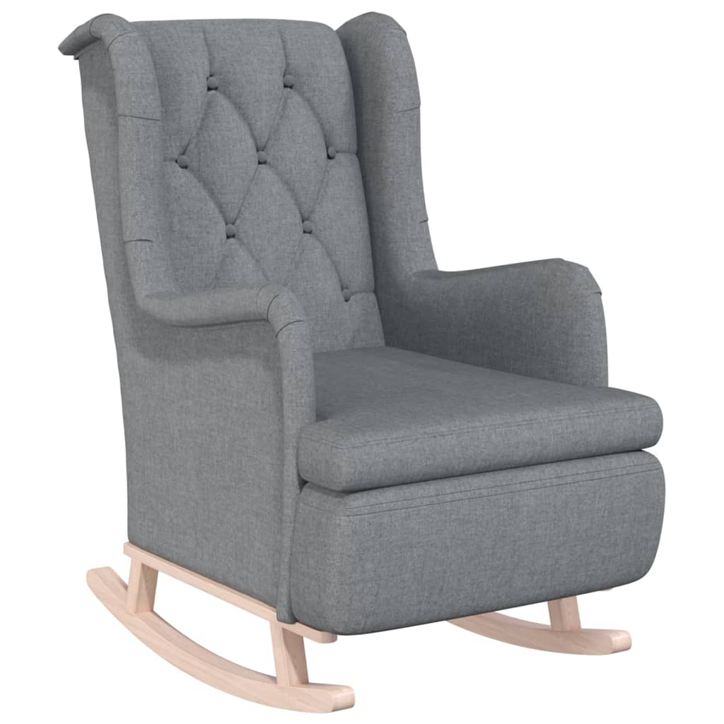 Armchair With Solid Rubber Wood Rocking Legs Light Grey Fabric Sofas Armchairs & Couches