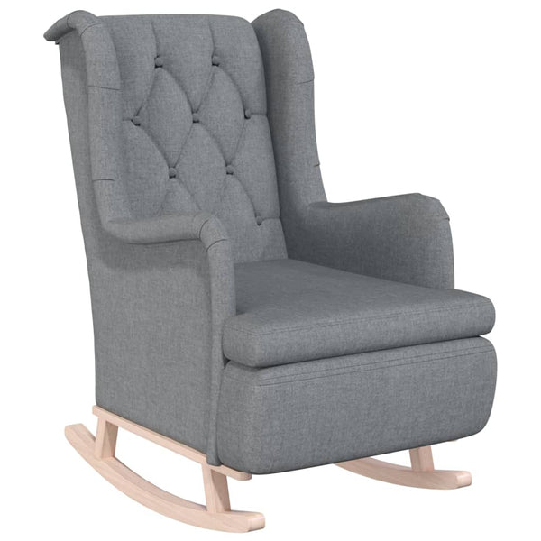 Armchair With Solid Rubber Wood Rocking Legs Light Grey Fabric Sofas Armchairs & Couches