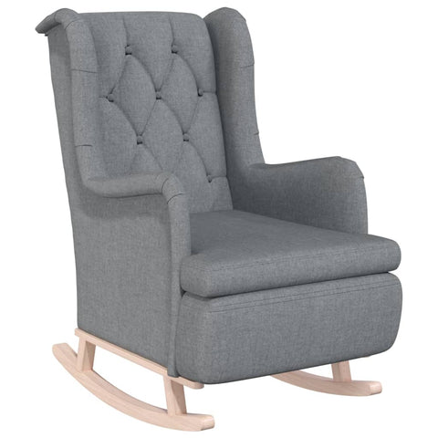 Armchair With Solid Rubber Wood Rocking Legs Light Grey Fabric Sofas Armchairs & Couches