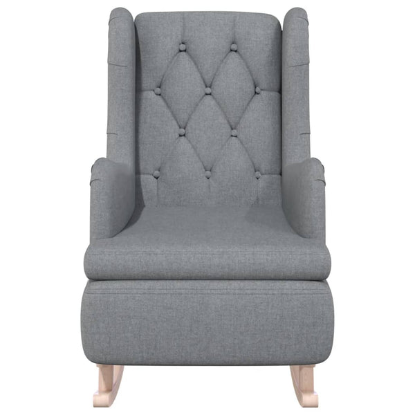 Armchair With Solid Rubber Wood Rocking Legs Light Grey Fabric Sofas Armchairs & Couches
